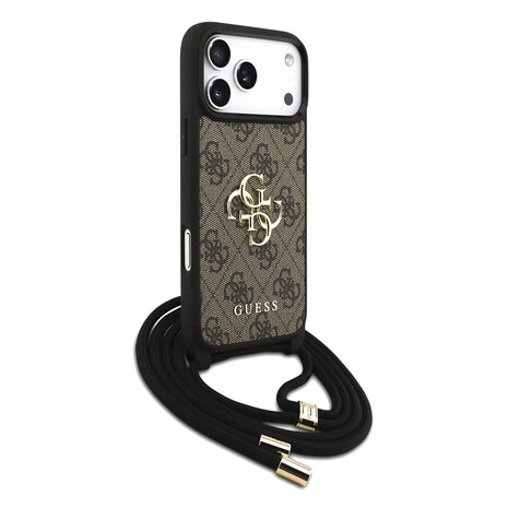 Guess Guess iPhone 17 Pro Max Back cover coque - Crossbody 4G Big Logo - Cord Strap - Marron Guess Guess iPhone 17 Pro Max Back cover coque - Crossbody 4G Big Logo - Cord Strap - Marron