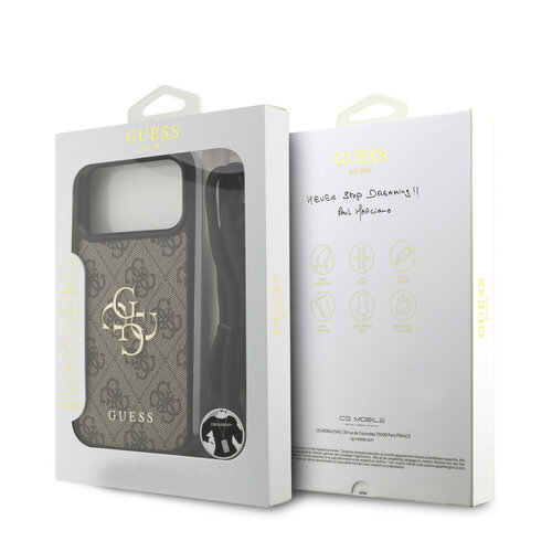 Guess Guess iPhone 17 Pro Max/iPhone 18 Pro Max Handyhülle Großes 4G-Logo Crossbody-Ausführung Tragekordel - Braun