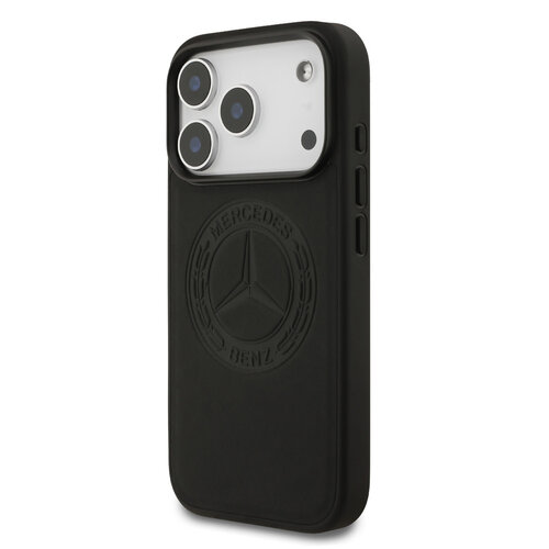 Mercedes-Benz Mercedes-Benz iPhone 17 Pro/iPhone 18 Pro Coque arrière Cuir véritable MagSafe Logo vintage - Noir