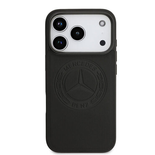 Mercedes-Benz Mercedes-Benz iPhone 17 Pro/iPhone 18 Pro Coque arrière Cuir véritable MagSafe Logo vintage - Noir