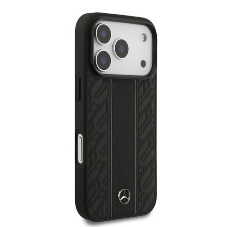 Mercedes-Benz Mercedes-Benz iPhone 17 Pro Backcover hoesje - Genuine Leather - Magsafe - Laurel Leaves and Stripes - Zwart Mercedes-Benz Mercedes-Benz iPhone 17 Pro Backcover hoesje - Genuine Leather - Magsafe - Laurel Leaves and Stripes - Zwart