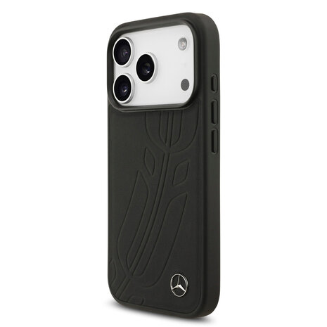 Mercedes-Benz Mercedes-Benz iPhone 17 Pro Backcover hoesje - Genuine Leather - Magsafe - Large Laurel Leave - Zwart Mercedes-Benz Mercedes-Benz iPhone 17 Pro Backcover hoesje - Genuine Leather - Magsafe - Large Laurel Leave - Zwart