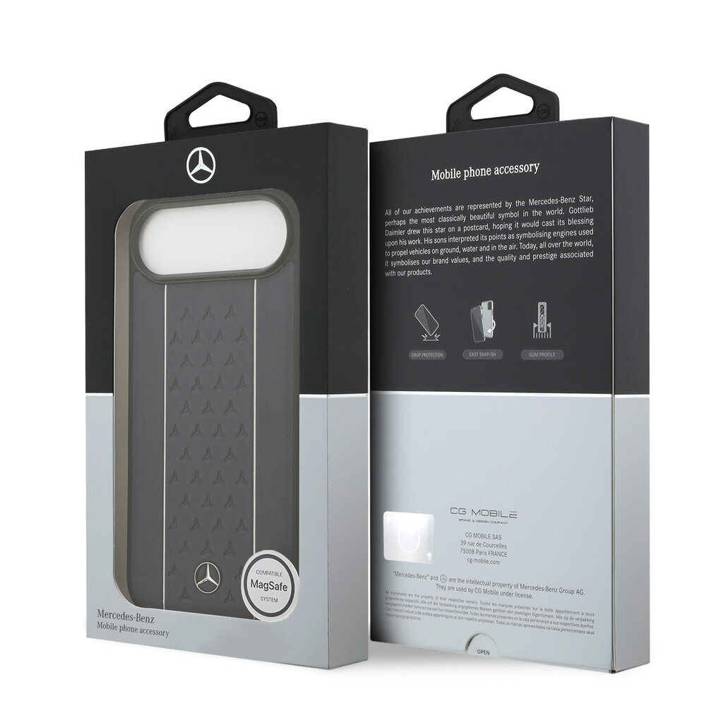 Mercedes-Benz Mercedes-Benz iPhone 17 Air Backcover hoesje - Genuine Leather - Magsafe - Star Pattern and White Stripes - Navy Mercedes-Benz Mercedes-Benz iPhone 17 Air Backcover hoesje - Genuine Leather - Magsafe - Star Pattern and White Stripes - Navy