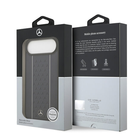 Mercedes-Benz Mercedes-Benz iPhone 17 Air Backcover hoesje - Genuine Leather - Magsafe - Star Pattern and White Stripes - Navy Mercedes-Benz Mercedes-Benz iPhone 17 Air Backcover hoesje - Genuine Leather - Magsafe - Star Pattern and White Stripes - Navy