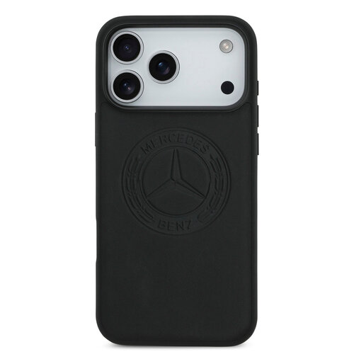Mercedes-Benz Mercedes-Benz iPhone 17 Pro Max/iPhone 18 Pro Max Coque arrière Cuir véritable MagSafe Logo vintage - Noir