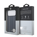 Mercedes-Benz Mercedes-Benz iPhone 17 Pro Max/iPhone 18 Pro Max Coque arrière Cuir véritable MagSafe Motif étoilé et rayures blanches - Bleu marine