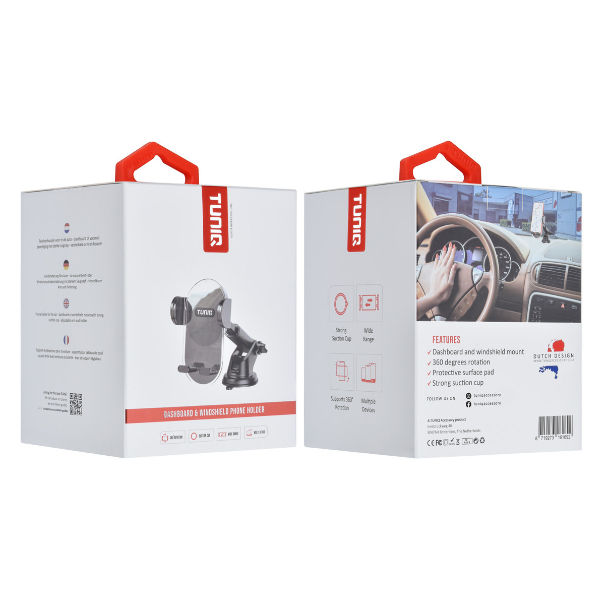 TUNIQ TUNIQ 360 graden draaibare Dashboard & Windscherm Telefoonhouder - Zwart, foto 4 van 4