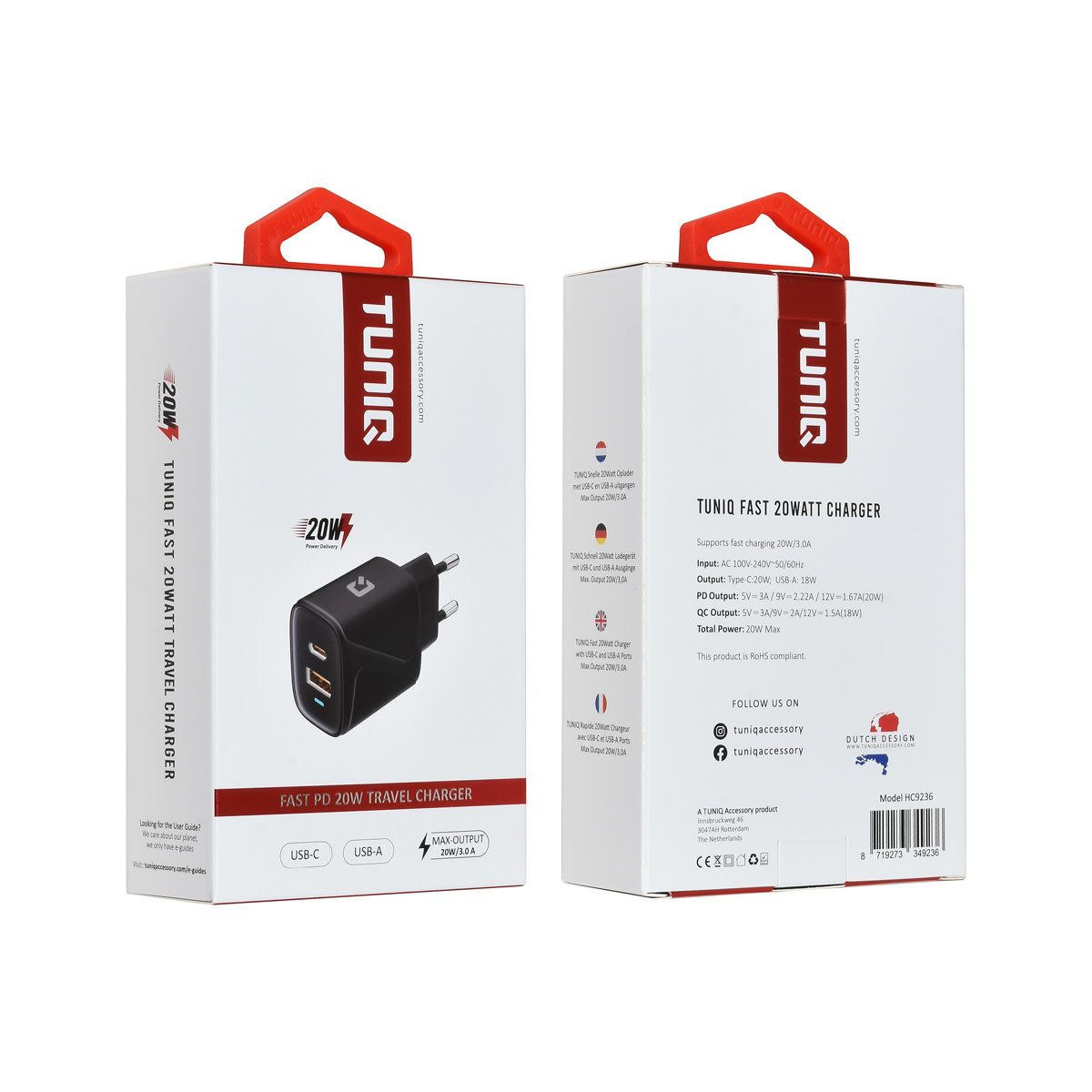 TUNIQ TUNIQ Snellader PD 20W Adapter - Zwart, foto 2 van 2