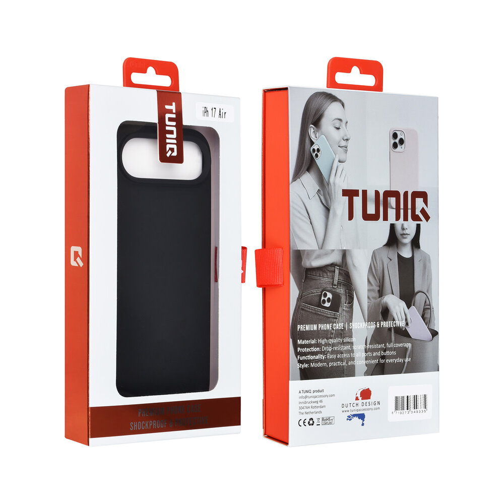 TUNIQ TUNIQ iPhone 17 Air Back cover coque - Premium Liquid Silicon - Noir TUNIQ TUNIQ iPhone 17 Air Back cover coque - Premium Liquid Silicon - Noir