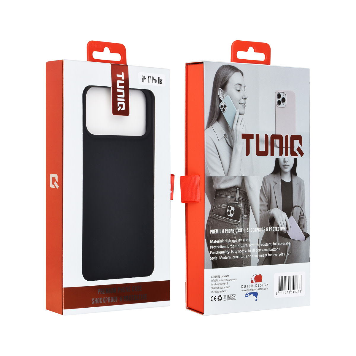TUNIQ TUNIQ iPhone 17 Pro Max Backcover hoesje - Premium Liquid Silicon - Zwart, foto 3 van 6