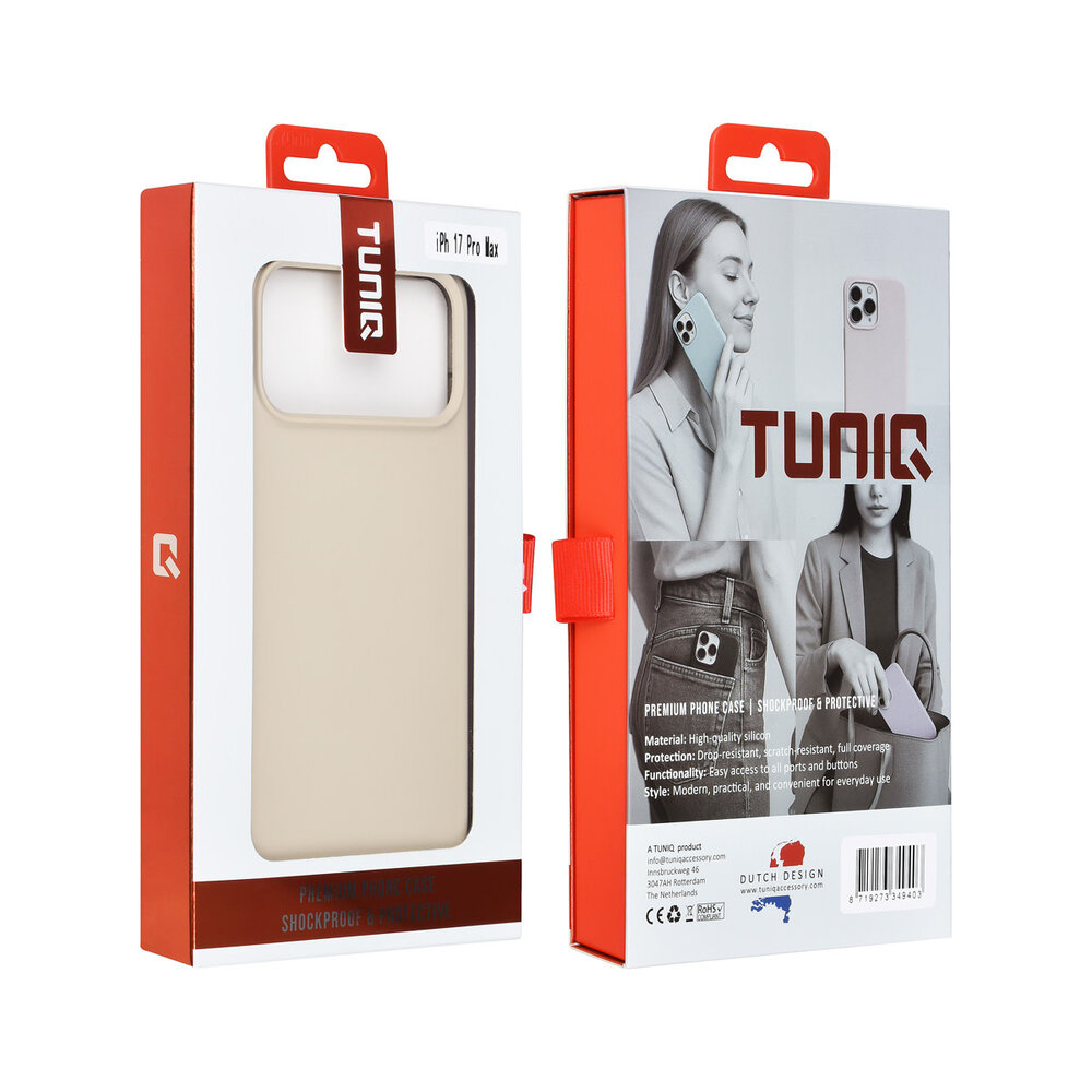 TUNIQ TUNIQ iPhone 17 Pro Max Back cover coque - Premium Liquid Silicon - Beige TUNIQ TUNIQ iPhone 17 Pro Max Back cover coque - Premium Liquid Silicon - Beige