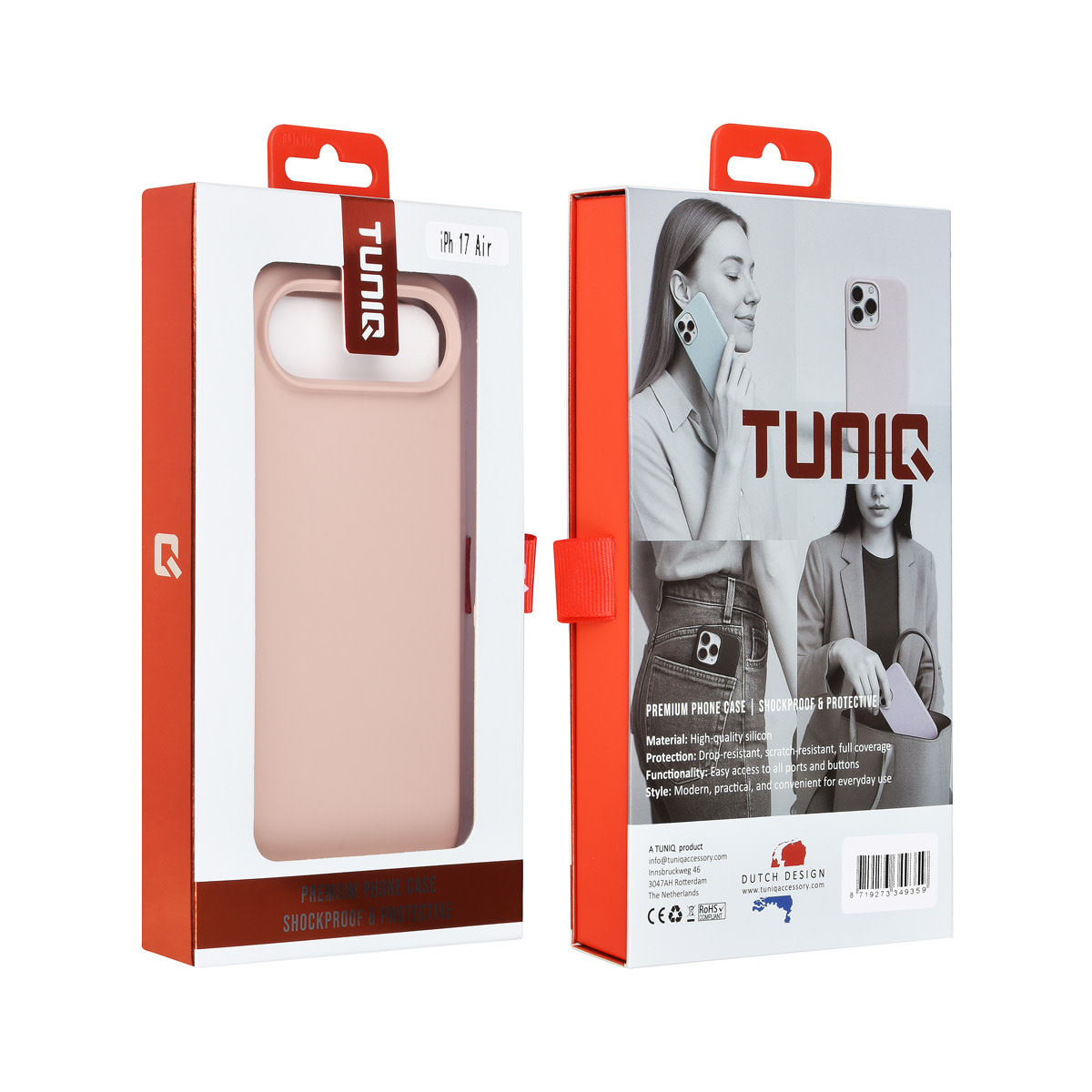 TUNIQ TUNIQ iPhone 17 Air Backcover hoesje - Premium Liquid Silicon - Roze, foto 3 van 6