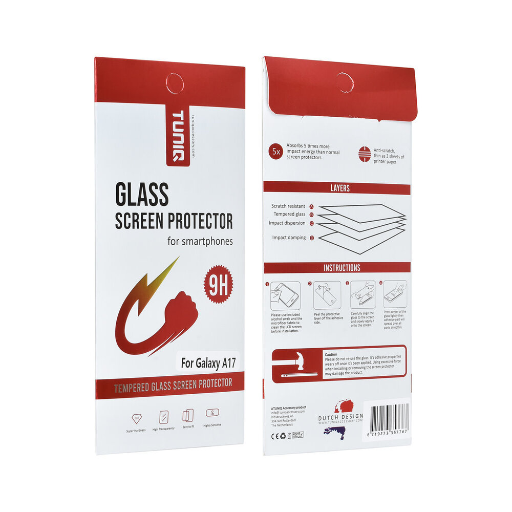 TUNIQ box of 10 - TUNIQ Galaxy A17 Display Schutzglas - Tempered glass - Transparent TUNIQ box of 10 - TUNIQ Galaxy A17 Display Schutzglas - Tempered glass - Transparent