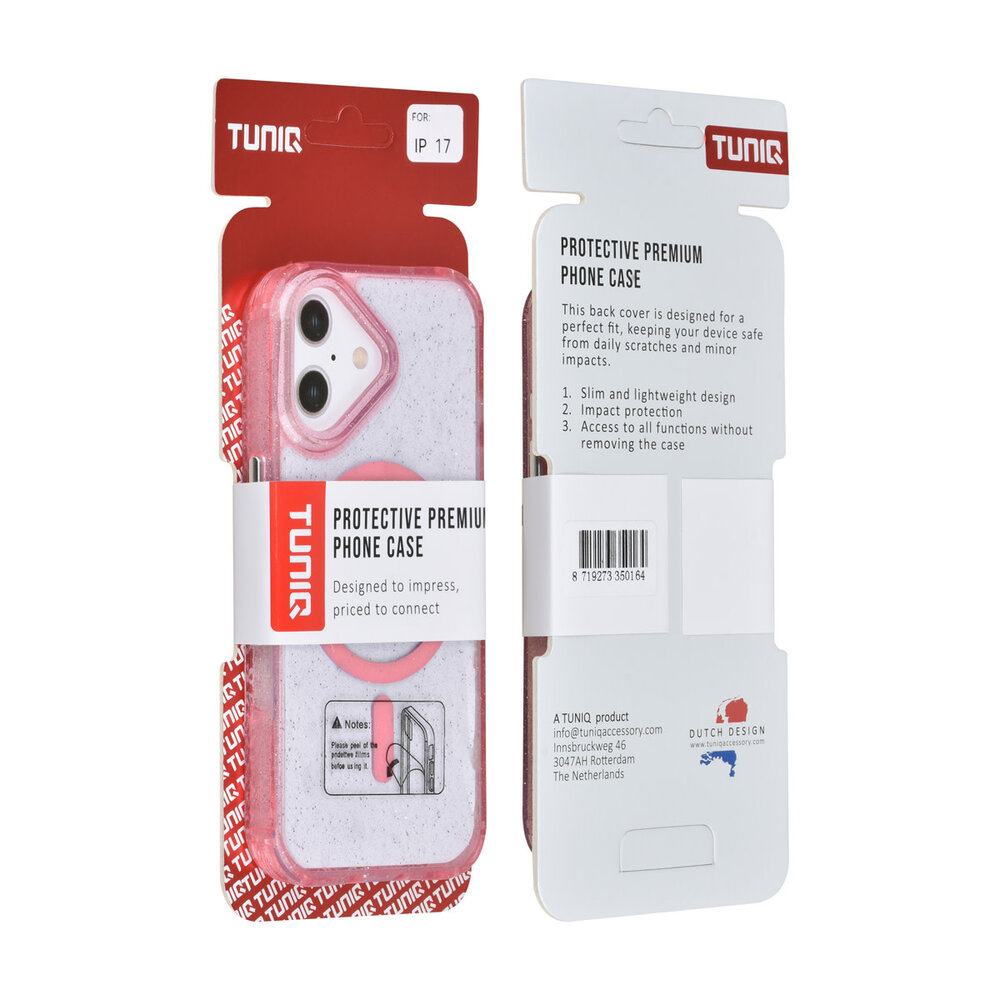 TUNIQ TUNIQ iPhone 17 Back cover case - Magsafe - Glitter - Hanger - Pink TUNIQ TUNIQ iPhone 17 Back cover case - Magsafe - Glitter - Hanger - Pink