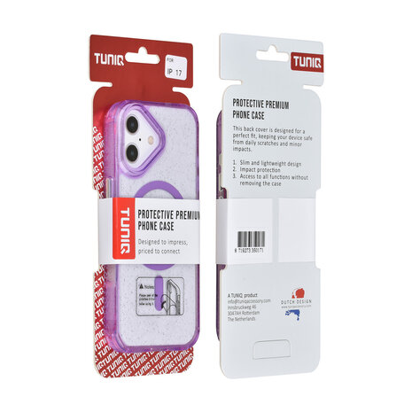 TUNIQ TUNIQ iPhone 17 Back cover coque - Magsafe - Glitter - Hanger - Violet TUNIQ TUNIQ iPhone 17 Back cover coque - Magsafe - Glitter - Hanger - Violet