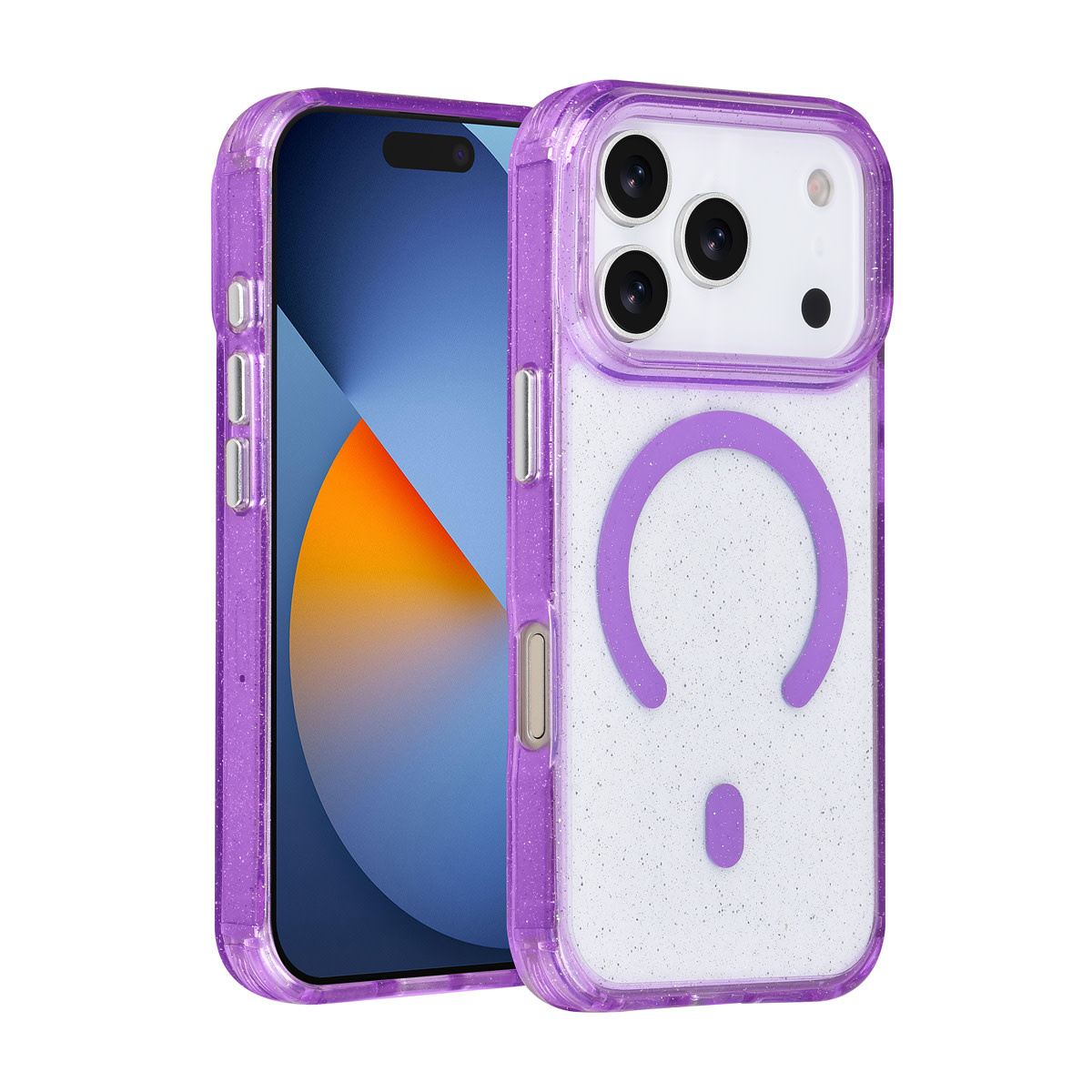 TUNIQ TUNIQ iPhone 17 Pro Backcover hoesje - Magsafe - Glitter - Hanger - Paars