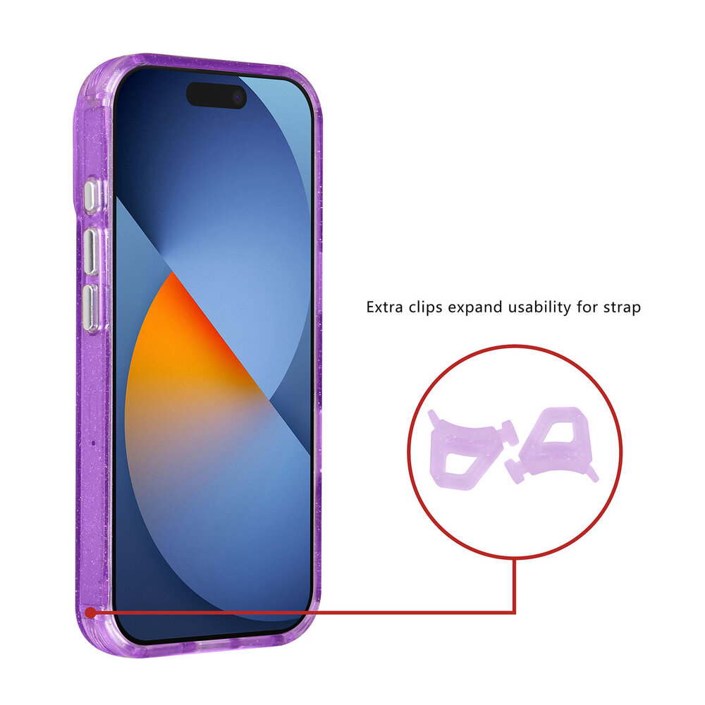 TUNIQ TUNIQ iPhone 17 Pro Back cover coque - Magsafe - Glitter - Hanger - Violet TUNIQ TUNIQ iPhone 17 Pro Back cover coque - Magsafe - Glitter - Hanger - Violet