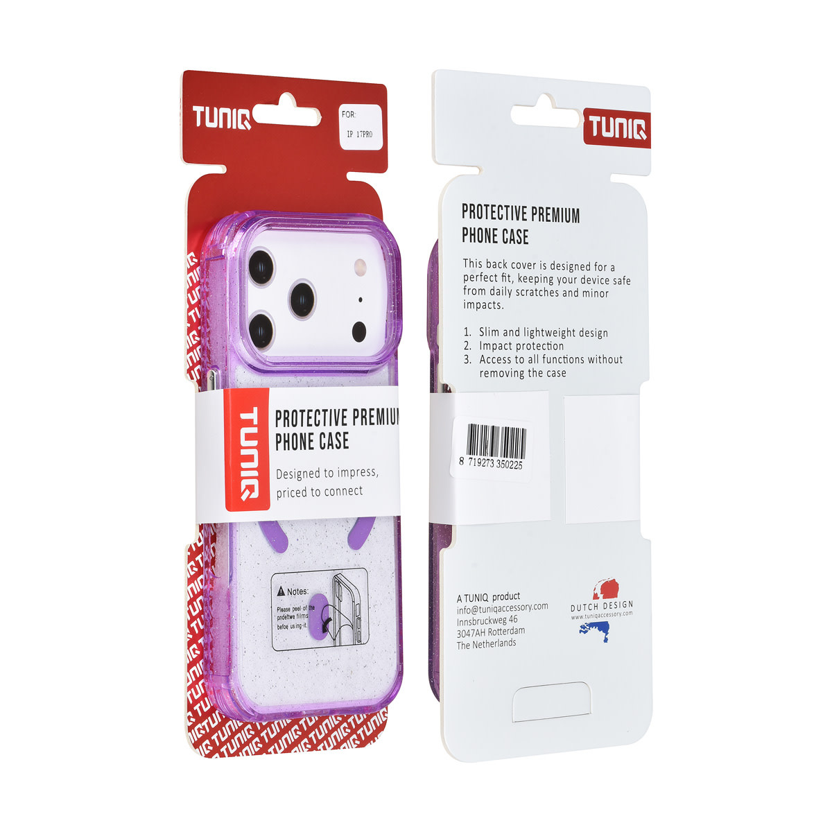 TUNIQ TUNIQ iPhone 17 Pro Backcover hoesje - Magsafe - Glitter - Hanger - Paars, foto 3 van 3