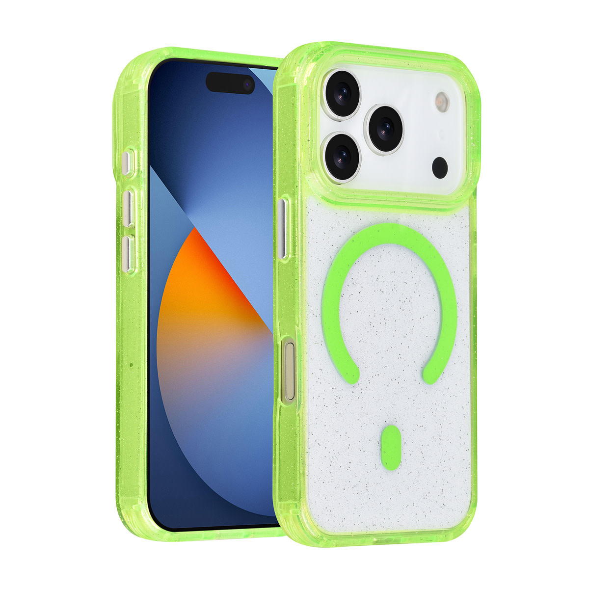 TUNIQ TUNIQ iPhone 17 Pro Backcover hoesje - Magsafe - Glitter - Hanger - Groen