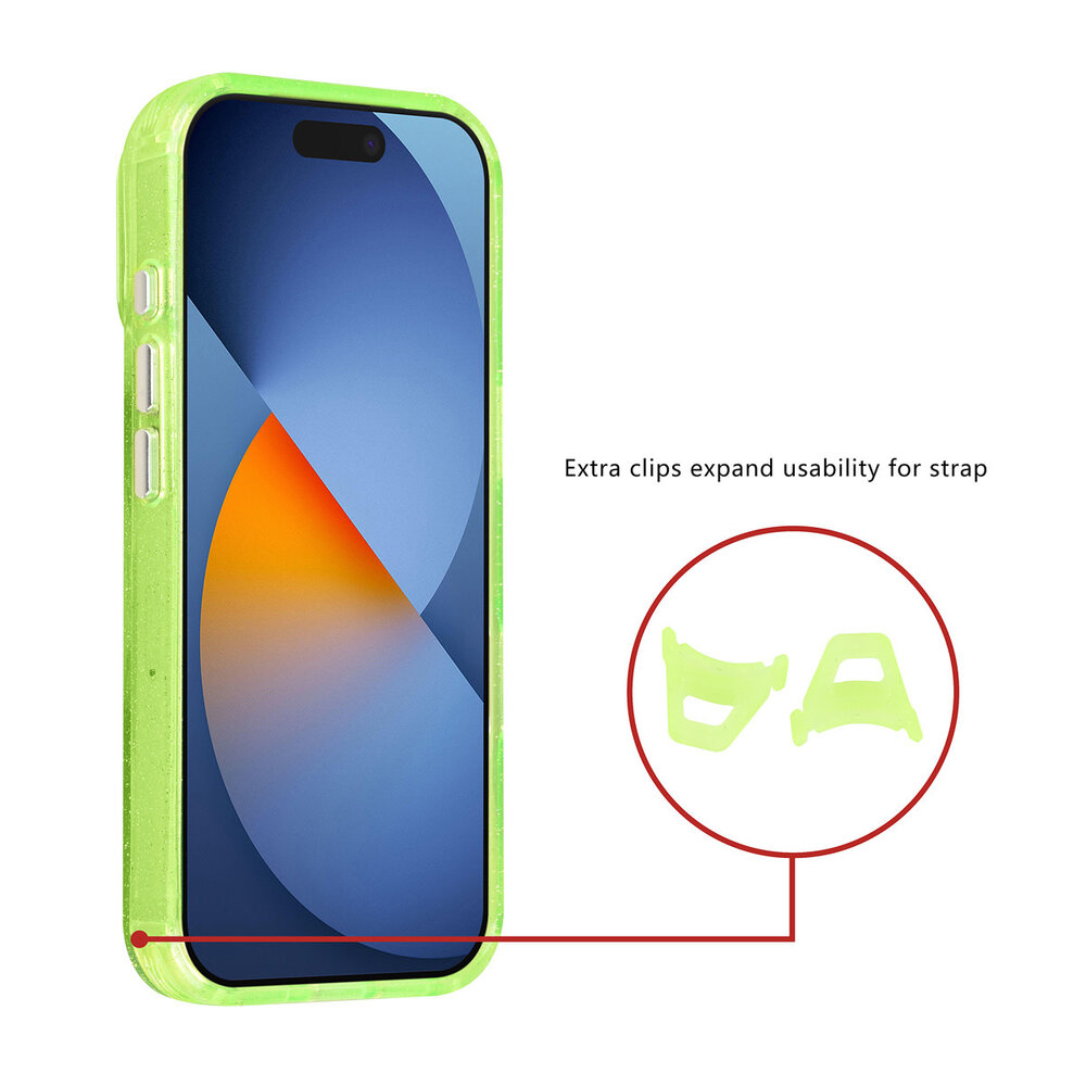 TUNIQ TUNIQ iPhone 17 Pro Back cover case - Magsafe - Glitter - Hanger - Green TUNIQ TUNIQ iPhone 17 Pro Back cover case - Magsafe - Glitter - Hanger - Green