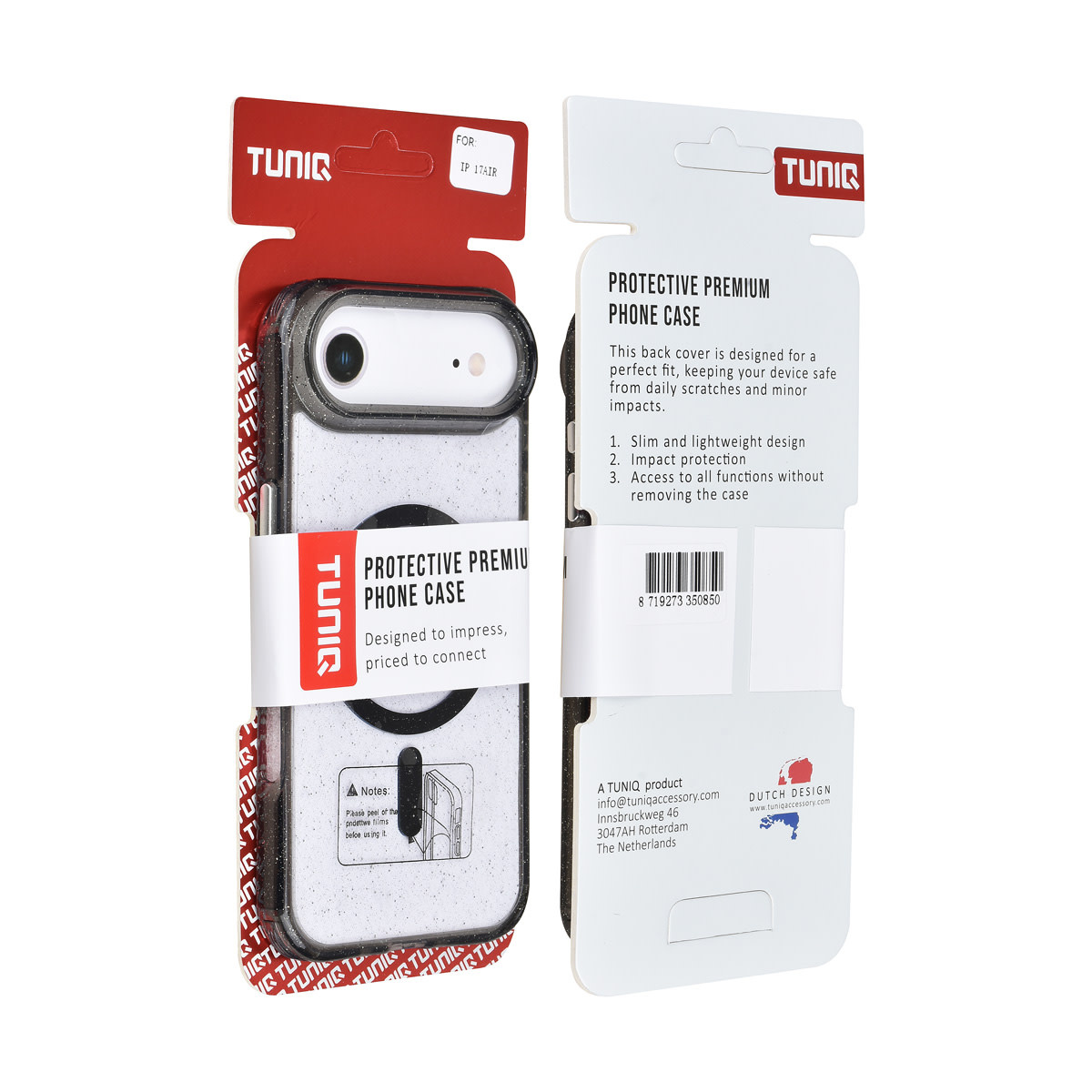 TUNIQ TUNIQ iPhone 17 Air Backcover hoesje - Magsafe - Glitter - Hanger - Zwart, foto 3 van 3