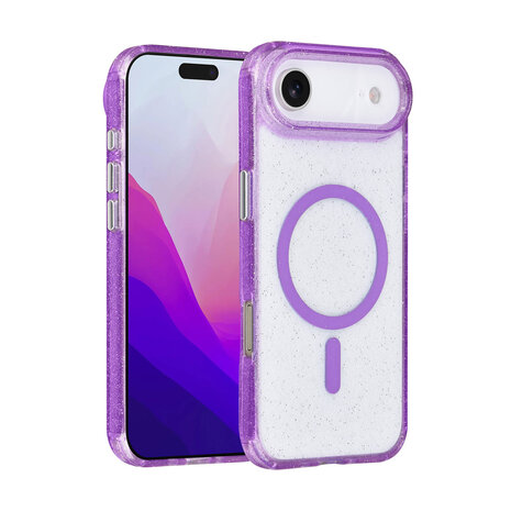 TUNIQ TUNIQ iPhone 17 Air Back cover case - Magsafe - Glitter - Hanger - Purple TUNIQ TUNIQ iPhone 17 Air Back cover case - Magsafe - Glitter - Hanger - Purple
