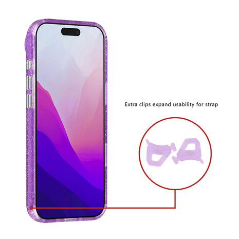 TUNIQ TUNIQ iPhone 17 Air Back cover coque - Magsafe - Glitter - Hanger - Violet TUNIQ TUNIQ iPhone 17 Air Back cover coque - Magsafe - Glitter - Hanger - Violet