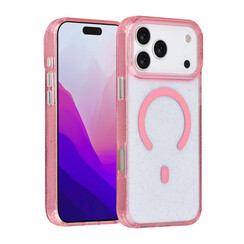 TUNIQ iPhone 17 Pro Max/iPhone 18 Pro Max Backcover hoesje - Magsafe - Glitter - Hanger - Roze