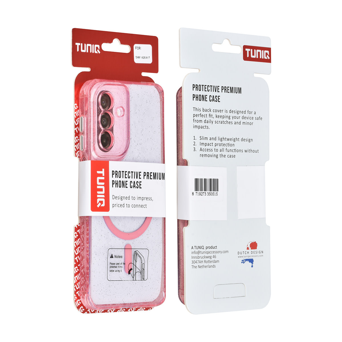 TUNIQ TUNIQ Galaxy A17 Backcover hoesje - Magsafe - Glitter - Hanger - Roze, foto 3 van 3