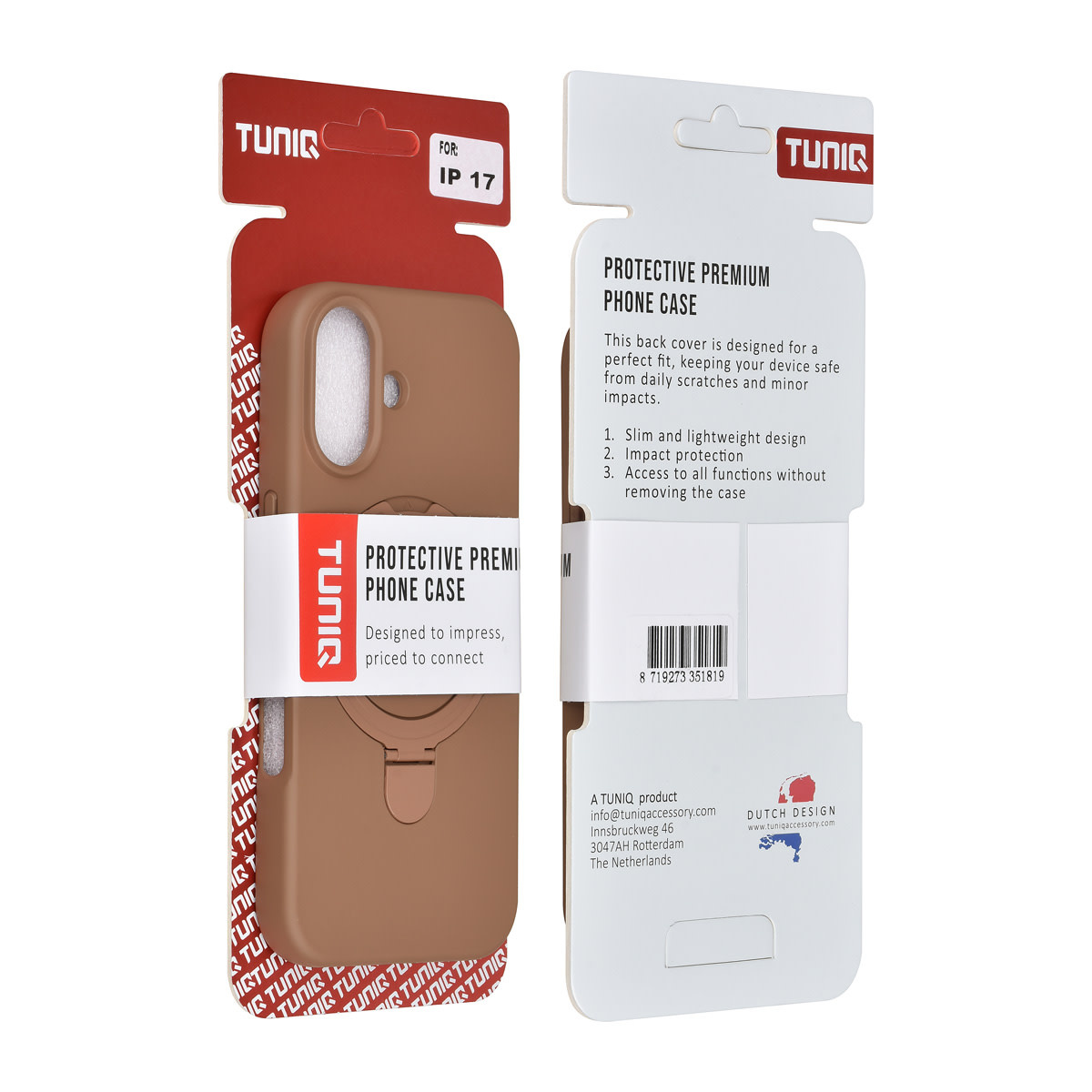 TUNIQ TUNIQ iPhone 17 Backcover hoesje - Magsafe With Ring Stand - Hanger - Desert Brown, foto 3 van 3