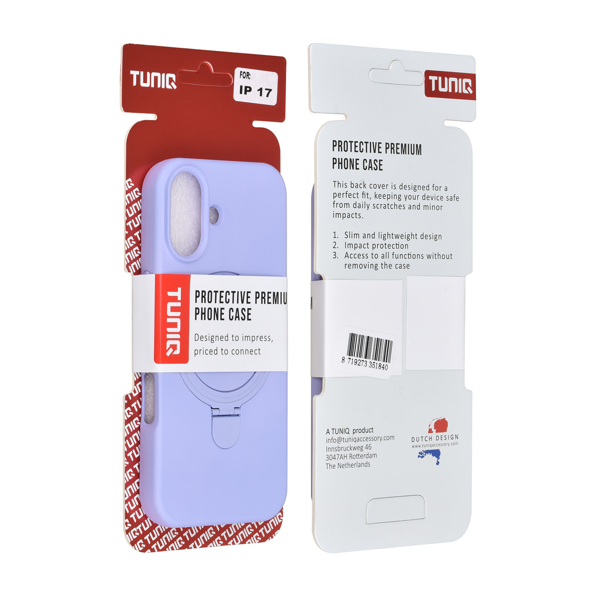 TUNIQ TUNIQ iPhone 17 Backcover hoesje - Magsafe With Ring Stand - Hanger - Lila, foto 3 van 3