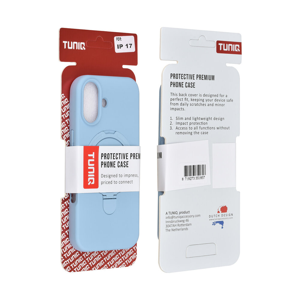 TUNIQ TUNIQ iPhone 17 Back-Cover hul - Magsafe With Ring Stand - Hanger - Baby Blue TUNIQ TUNIQ iPhone 17 Back-Cover hul - Magsafe With Ring Stand - Hanger - Baby Blue