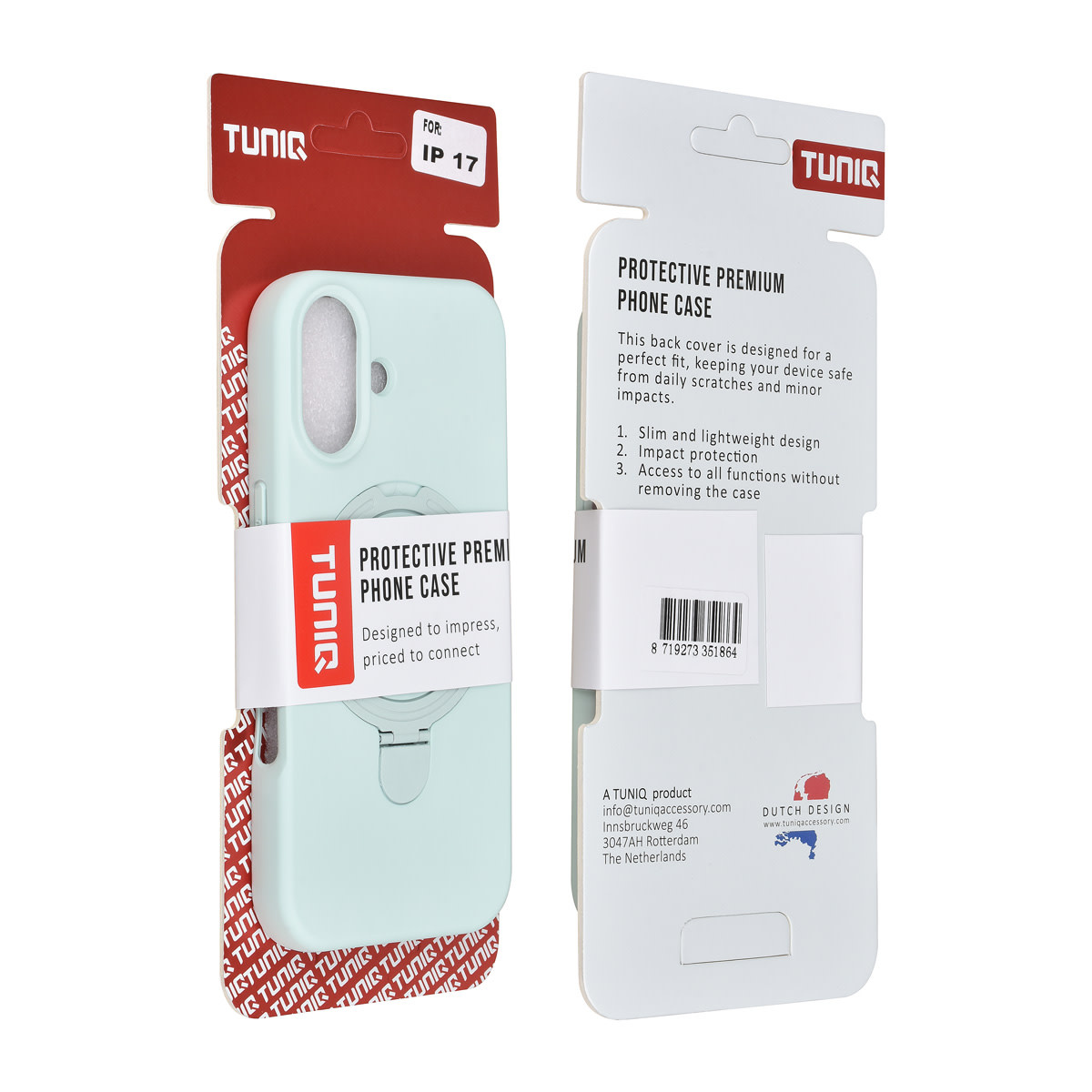 TUNIQ TUNIQ iPhone 17 Backcover hoesje - Magsafe With Ring Stand - Hanger - Mint Green, foto 3 van 3