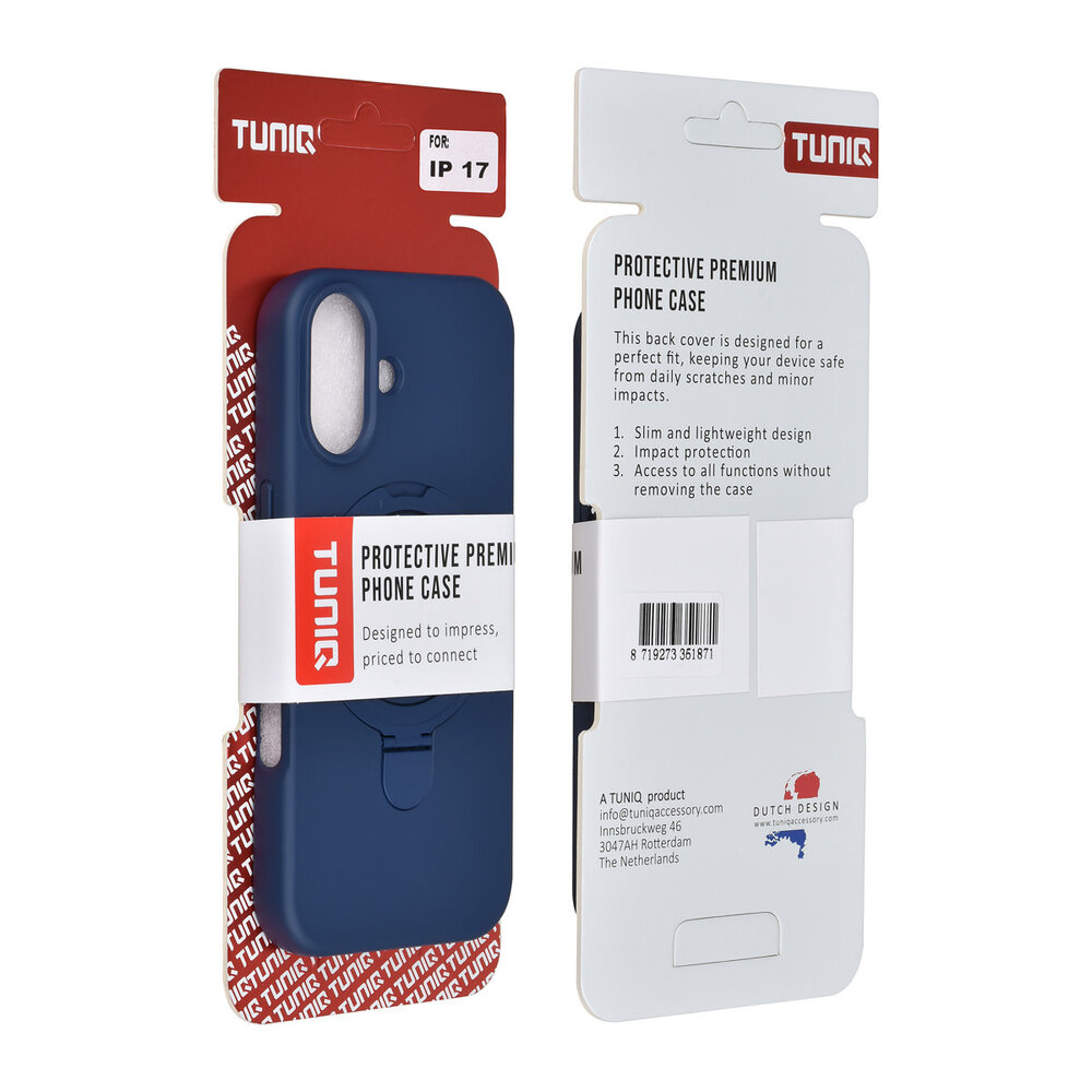 TUNIQ TUNIQ iPhone 17 Back-Cover hul - Magsafe With Ring Stand - Hanger - Navy Blue TUNIQ TUNIQ iPhone 17 Back-Cover hul - Magsafe With Ring Stand - Hanger - Navy Blue