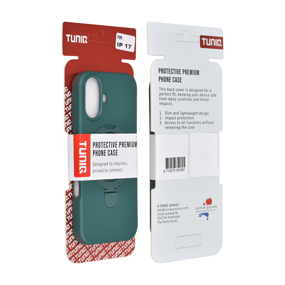 TUNIQ TUNIQ iPhone 17 Back cover case - Magsafe With Ring Stand - Hanger - Dark Green TUNIQ TUNIQ iPhone 17 Back cover case - Magsafe With Ring Stand - Hanger - Dark Green