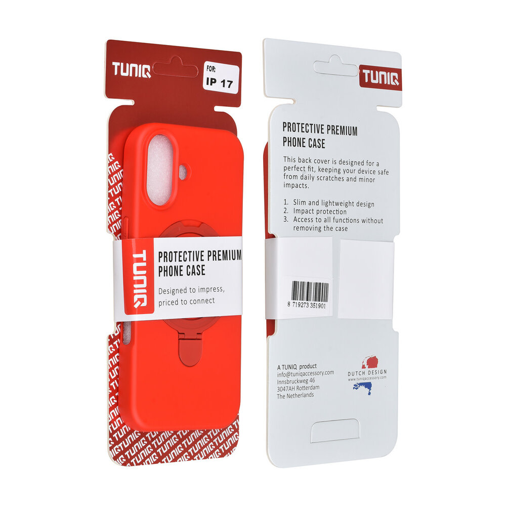 TUNIQ TUNIQ iPhone 17 Back cover case - Magsafe With Ring Stand - Hanger - Classic Red TUNIQ TUNIQ iPhone 17 Back cover case - Magsafe With Ring Stand - Hanger - Classic Red