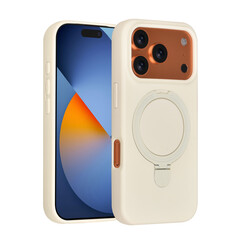 TUNIQ iPhone 17 Pro Backcover hoesje - Magsafe With Ring Stand - Hanger - Antique White