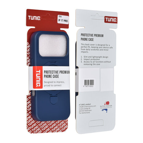 TUNIQ TUNIQ iPhone 17 Pro Back cover coque - Magsafe With Ring Stand - Hanger - Navy Blue TUNIQ TUNIQ iPhone 17 Pro Back cover coque - Magsafe With Ring Stand - Hanger - Navy Blue