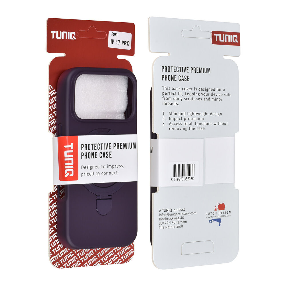 TUNIQ TUNIQ iPhone 17 Pro Back-Cover hul - Magsafe With Ring Stand - Hanger - Grape Purple TUNIQ TUNIQ iPhone 17 Pro Back-Cover hul - Magsafe With Ring Stand - Hanger - Grape Purple