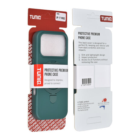 TUNIQ TUNIQ iPhone 17 Pro Back cover case - Magsafe With Ring Stand - Hanger - Dark Green TUNIQ TUNIQ iPhone 17 Pro Back cover case - Magsafe With Ring Stand - Hanger - Dark Green