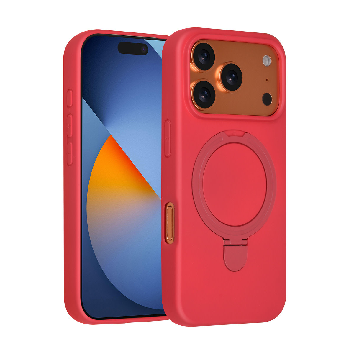 TUNIQ TUNIQ iPhone 17 Pro Backcover hoesje - Magsafe With Ring Stand - Hanger - Cherry Red