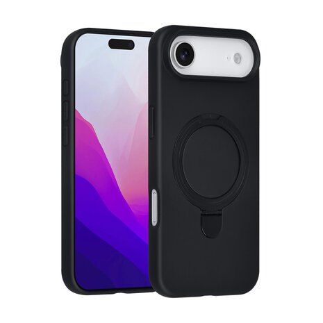 TUNIQ TUNIQ iPhone 17 Air Back cover coque - Magsafe With Ring Stand - Hanger - Noir TUNIQ TUNIQ iPhone 17 Air Back cover coque - Magsafe With Ring Stand - Hanger - Noir