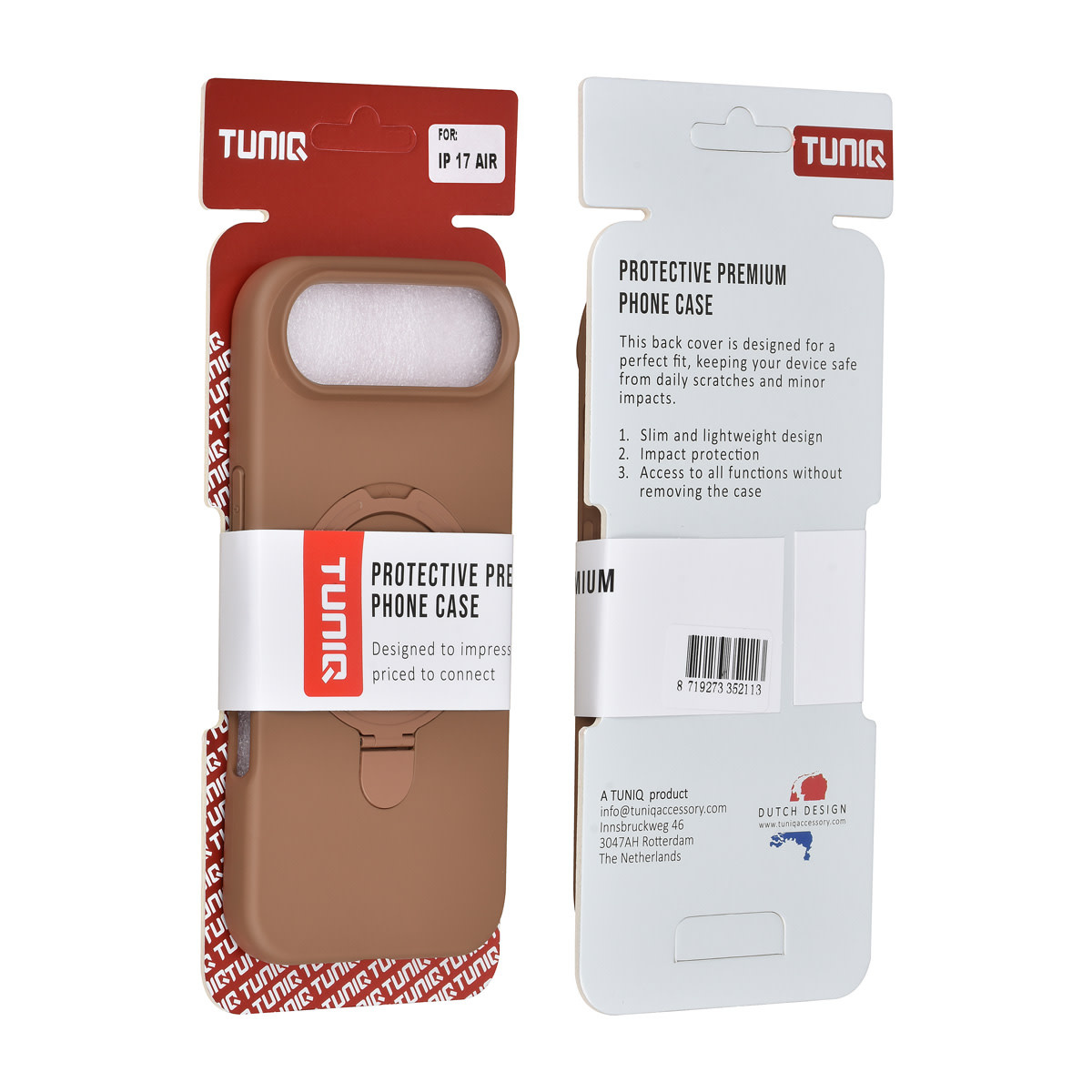 TUNIQ TUNIQ iPhone 17 Air Backcover hoesje - Magsafe With Ring Stand - Hanger - Desert Brown, foto 3 van 3