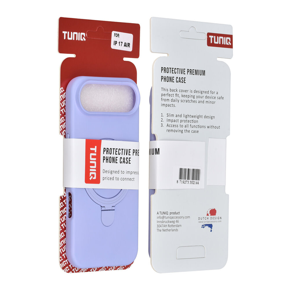 TUNIQ TUNIQ iPhone 17 Air Back cover case - Magsafe With Ring Stand - Hanger - Lilac TUNIQ TUNIQ iPhone 17 Air Back cover case - Magsafe With Ring Stand - Hanger - Lilac