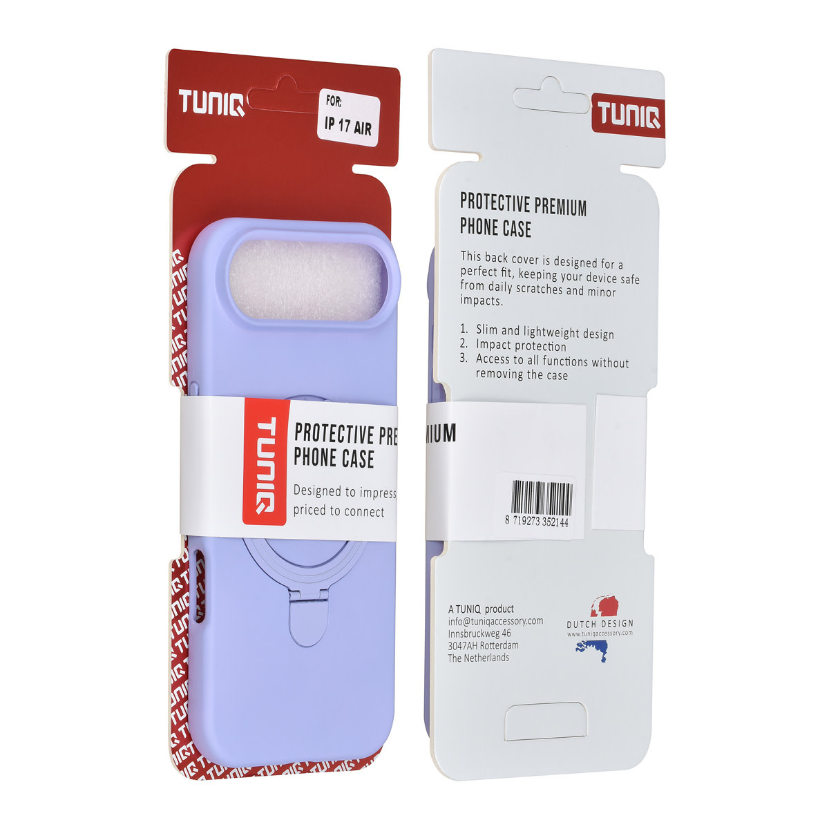 TUNIQ TUNIQ iPhone 17 Air Backcover hoesje - Magsafe With Ring Stand - Hanger - Lila, foto 3 van 3