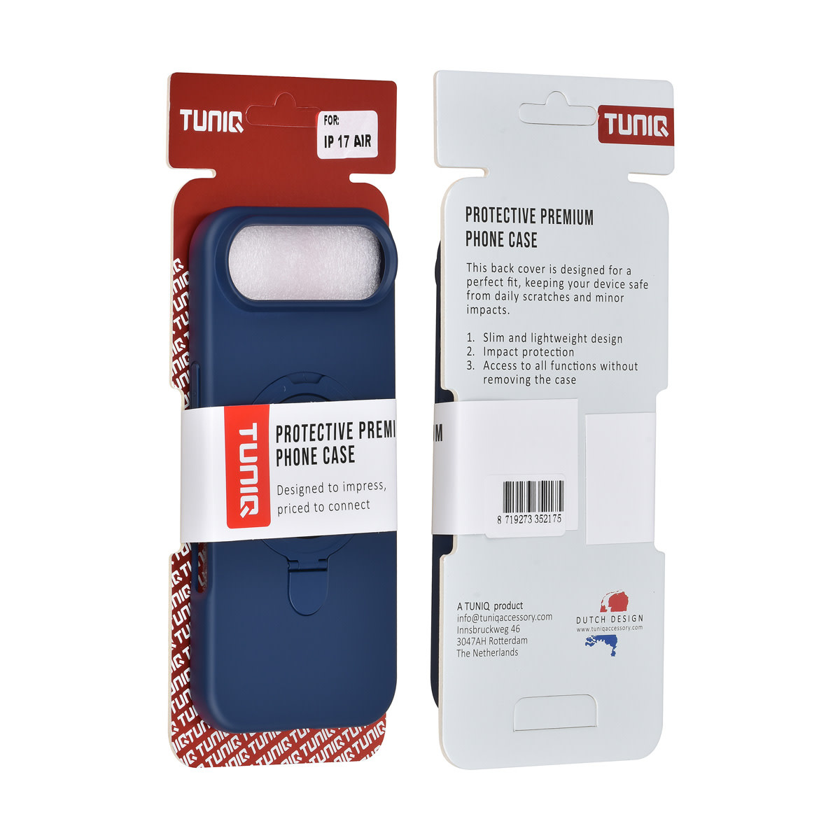 TUNIQ TUNIQ iPhone 17 Air Backcover hoesje - Magsafe With Ring Stand - Hanger - Navy Blue, foto 3 van 3