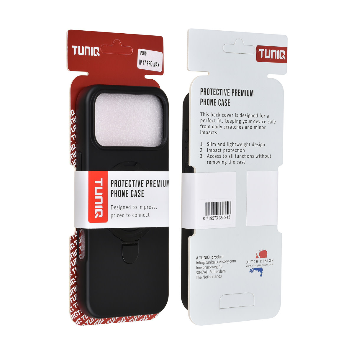 TUNIQ TUNIQ iPhone 17 Pro Max Backcover hoesje - Magsafe With Ring Stand - Hanger - Zwart, foto 3 van 3