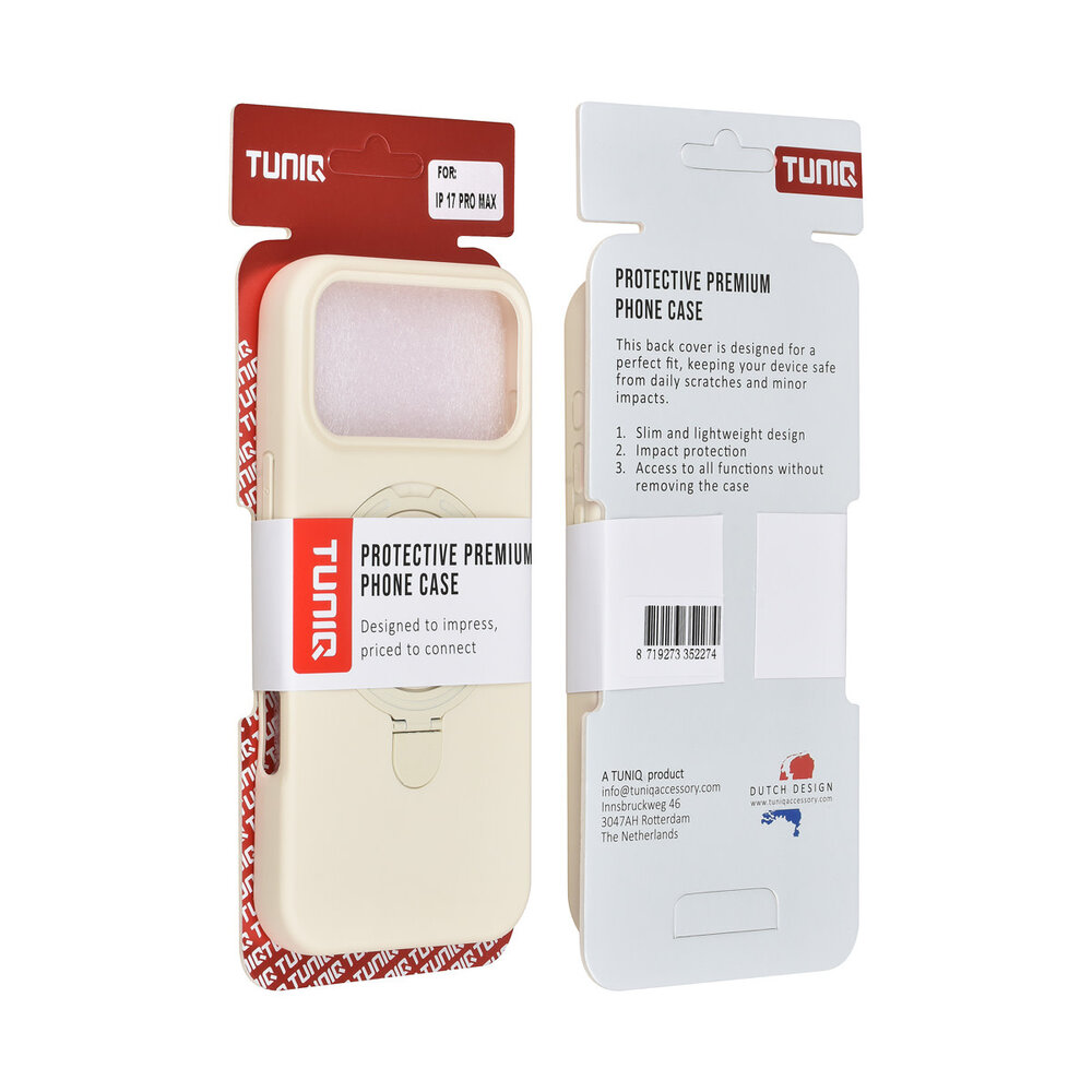 TUNIQ TUNIQ iPhone 17 Pro Max Backcover hoesje - Magsafe With Ring Stand - Hanger - Antique White TUNIQ TUNIQ iPhone 17 Pro Max Backcover hoesje - Magsafe With Ring Stand - Hanger - Antique White