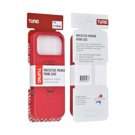 TUNIQ TUNIQ iPhone 17 Pro Max Back cover coque - Magsafe With Ring Stand - Hanger - Cherry Red TUNIQ TUNIQ iPhone 17 Pro Max Back cover coque - Magsafe With Ring Stand - Hanger - Cherry Red