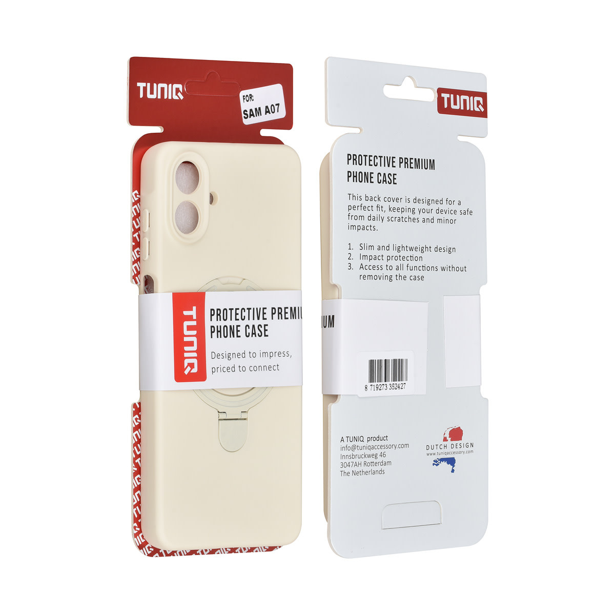 TUNIQ TUNIQ Galaxy A07 Backcover hoesje - Magsafe With Ring Stand - Hanger - Antique White, foto 3 van 3